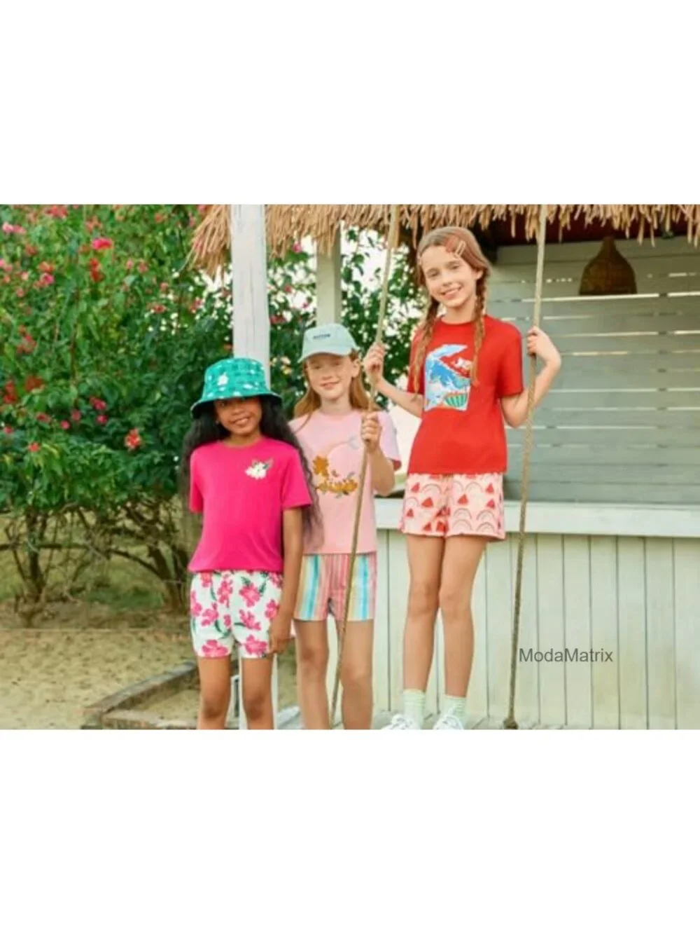 Girls 2 Piece Short Sleeve Top and Shorts Set Hawaiian Vacation Outfit